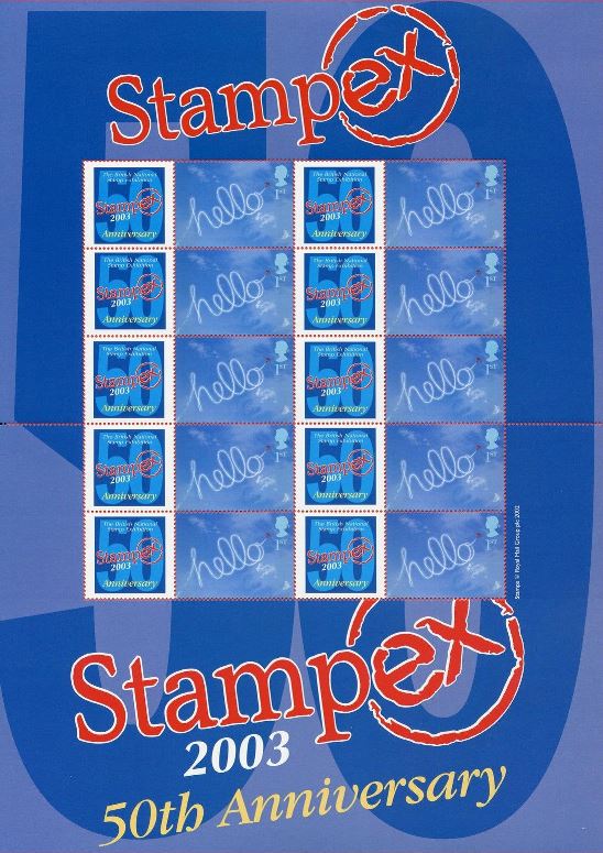 2003 GB - BC-010 - Stampex Spring 50th Anniv Smiler Sheet MNH